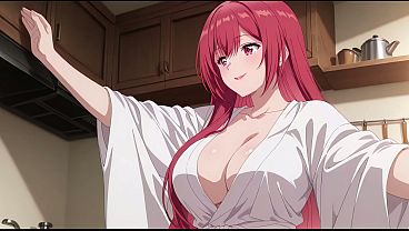 Anak Tiri Pulang Cepet, Lihat Istri Bapak Masak Cuma Pakai Jubah Tipis. Kureha Enomoto Cosplay Mesum (ai-generated)